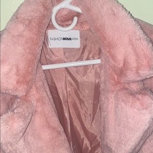 Pink fur Mens pea coat